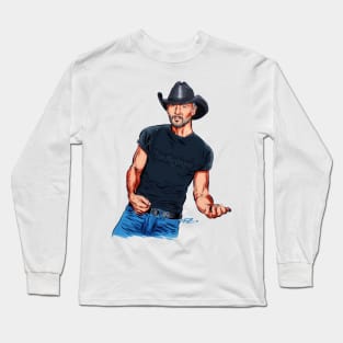 Tim McGraw - An illustration by Paul Cemmick Long Sleeve T-Shirt